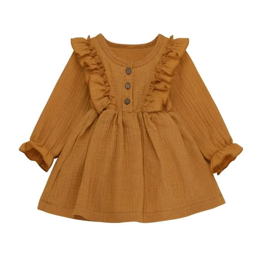 

New Fashion Kids Baby Frock Design Girls Ruffles Dresses Spring Children Girls Long Sleeve Seersucker Dresses, As your requirement