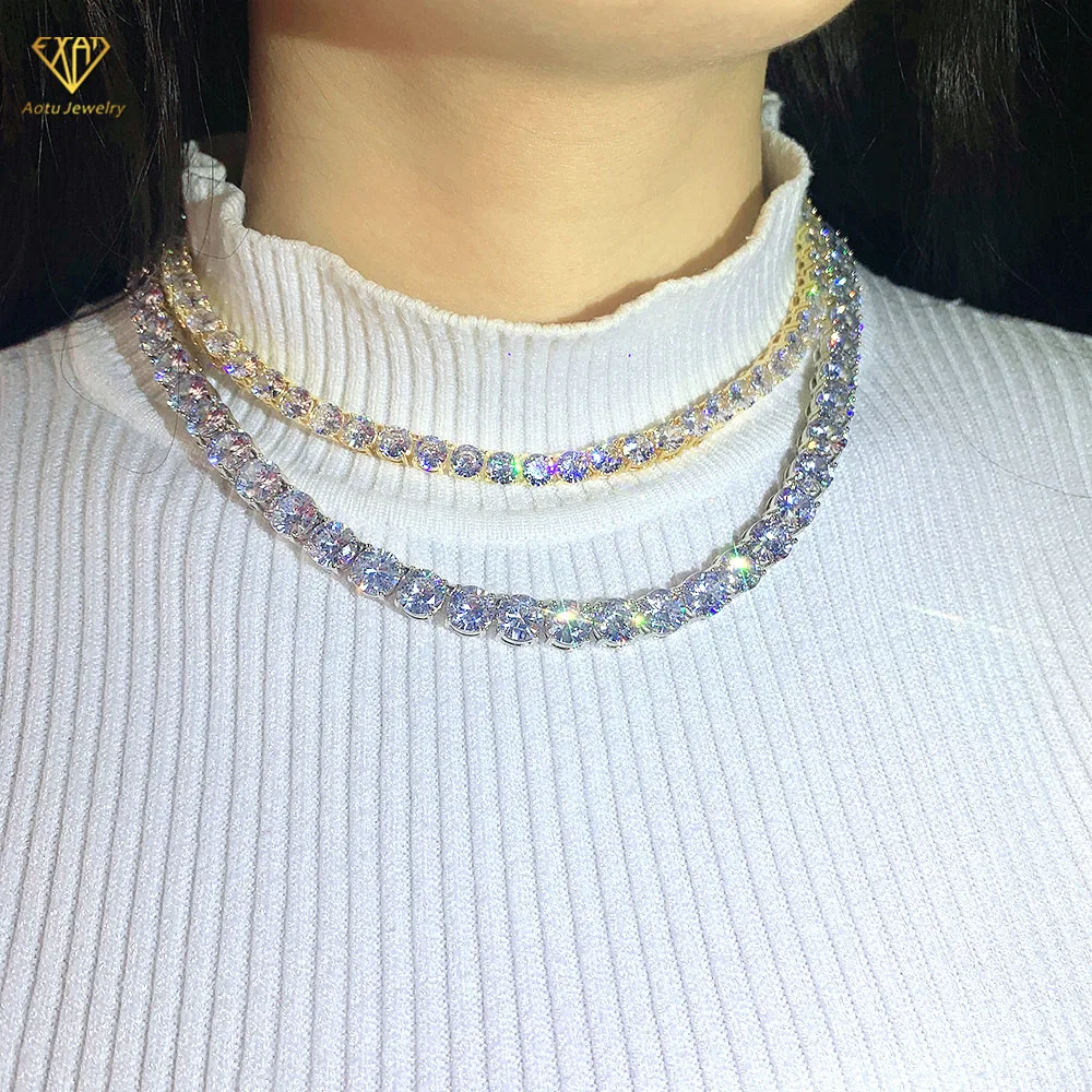 

925 sterling silver 16 inch 3mm moissanite tennis chain necklace