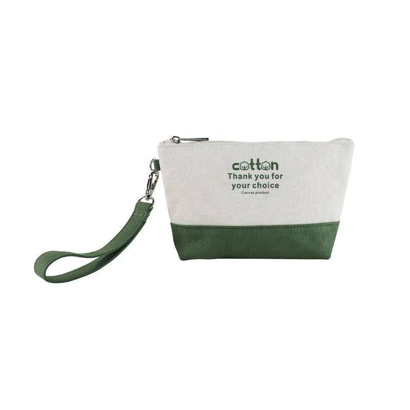 

factory LOW MOQ 100 pcs custom logo cotton cosmetic bag with zipper canvas makeup bag for storage, Customized color