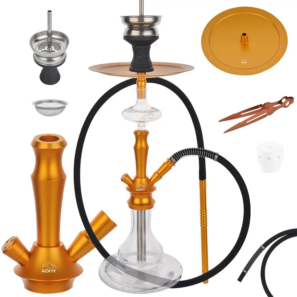 Hot Sale New Design Clear Glass Shisha Hookah with Shisha Bag Pipe Tweezers Set
