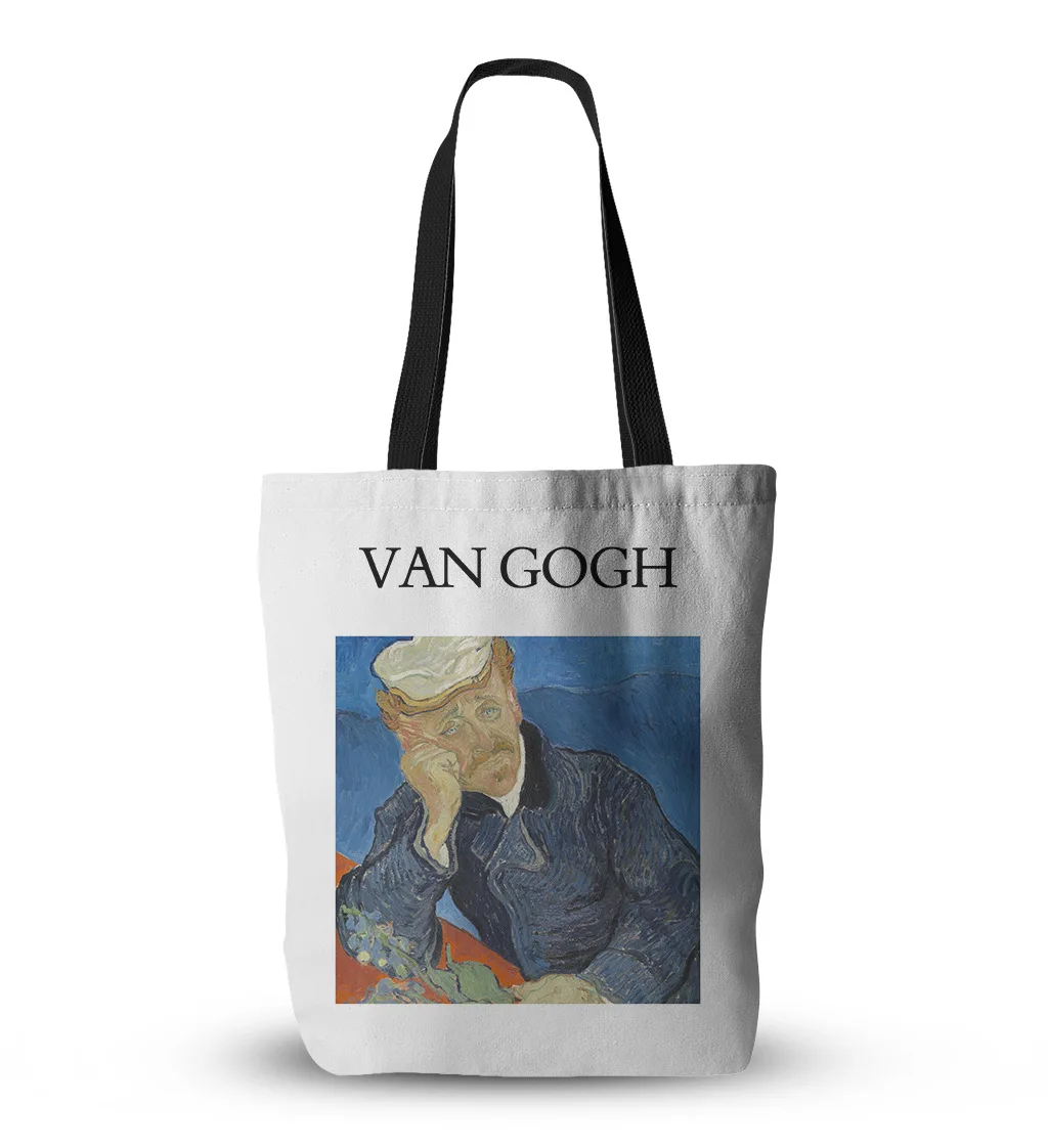 

New vintage oil painting Van Gogh self portrait eco friendly canvas shopping bag lady one shoulder handbag