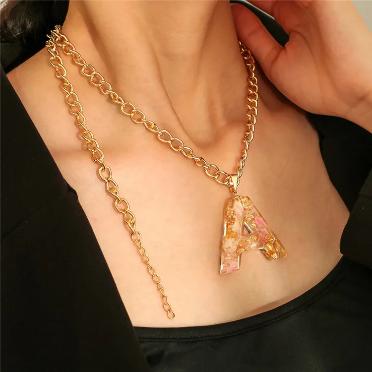 

European And American Simple And Creative Handmade Pink Transparent Resin Pendant High Quality Necklace Personalised Necklace