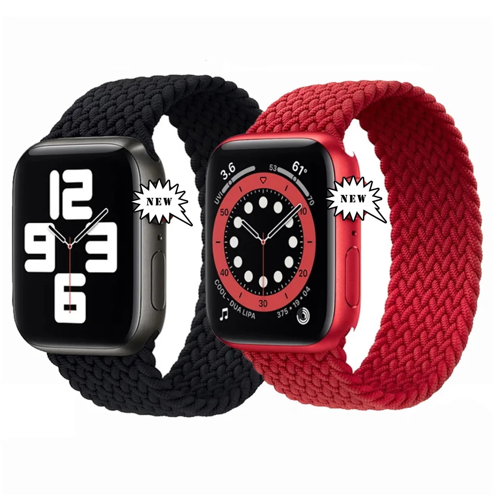 

Watch Band Braided Solo Loop Strap For Apple Watch 40mm/44mm/38mm/42mm Nylon Elasticity Fabric Strap For iWatch Series 6 SE 5, Multi color
