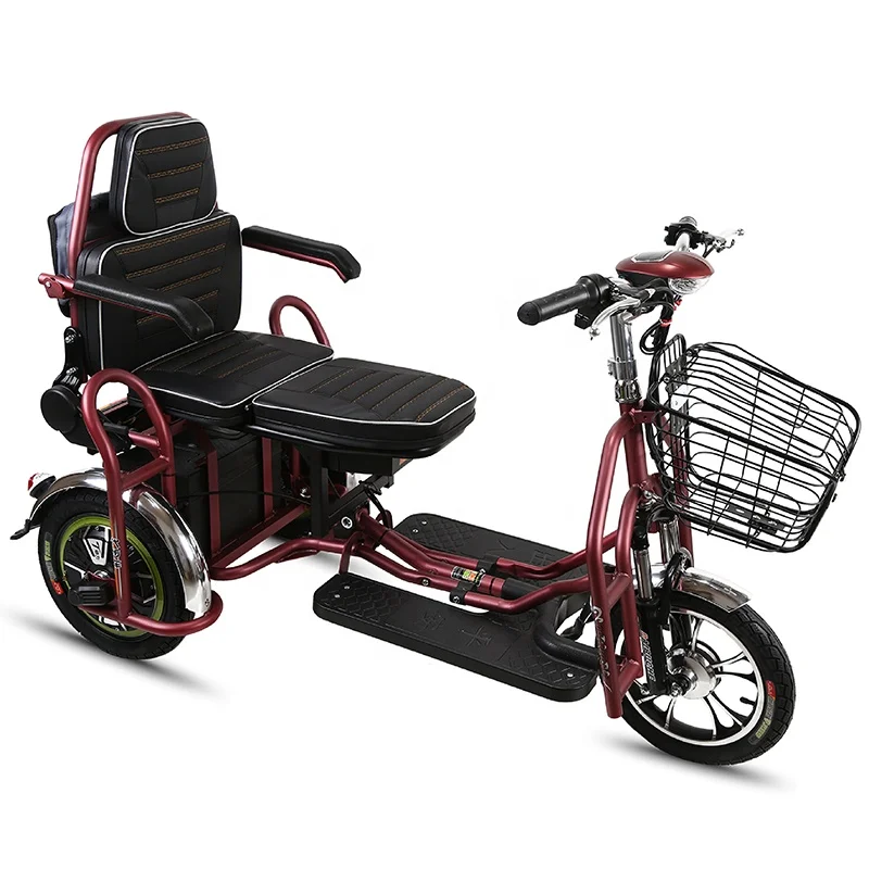

Electric 2 person sit tricycles three 3 wheel with good engines and brushless motor, Red blue white