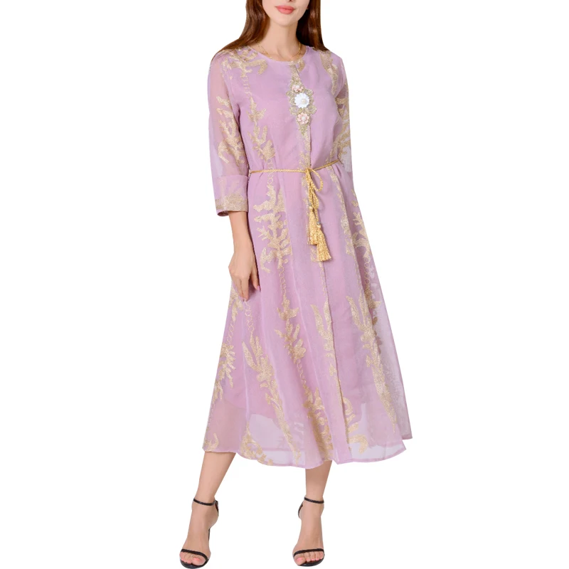 

New long sleeve embroidered elegant dress Islamic Clothing, Picture