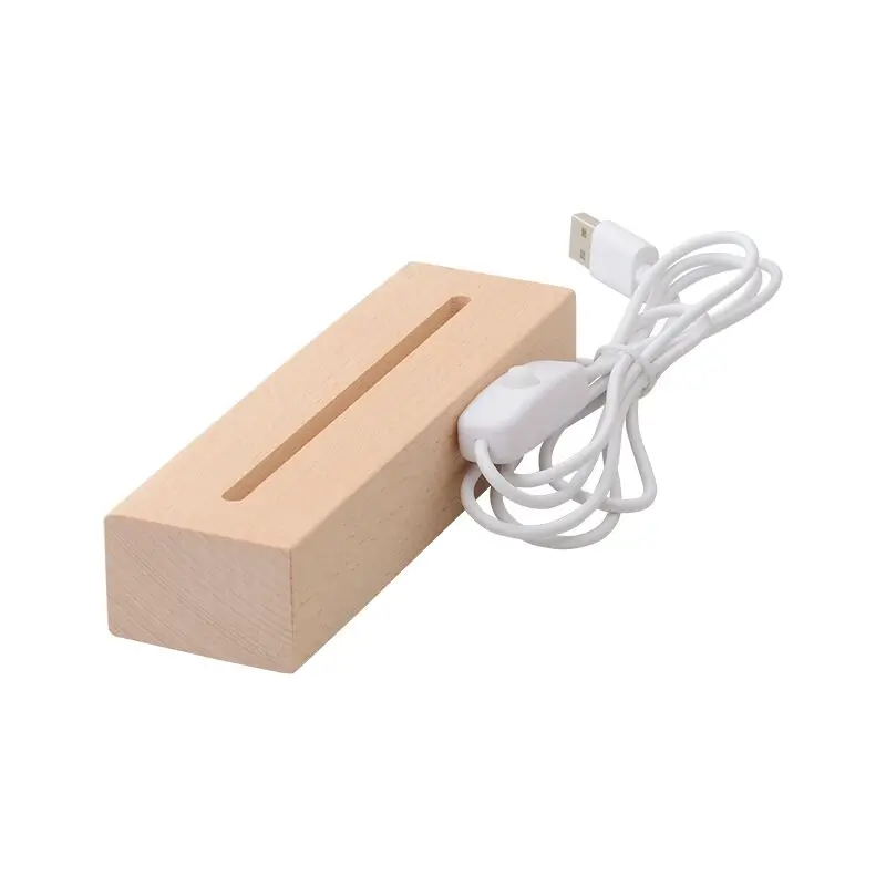 3d Rectangle Acrylic Night Light Base Wooden Table Lamp Base For Sale