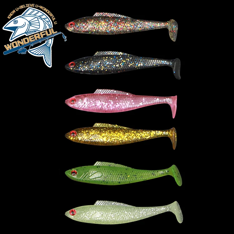 

Top Quality 85mm Lifelike Fishing Tackle Lure Perch 3D Eyes Luminous T Tail Soft Plastic Swim Baits For Freshwater