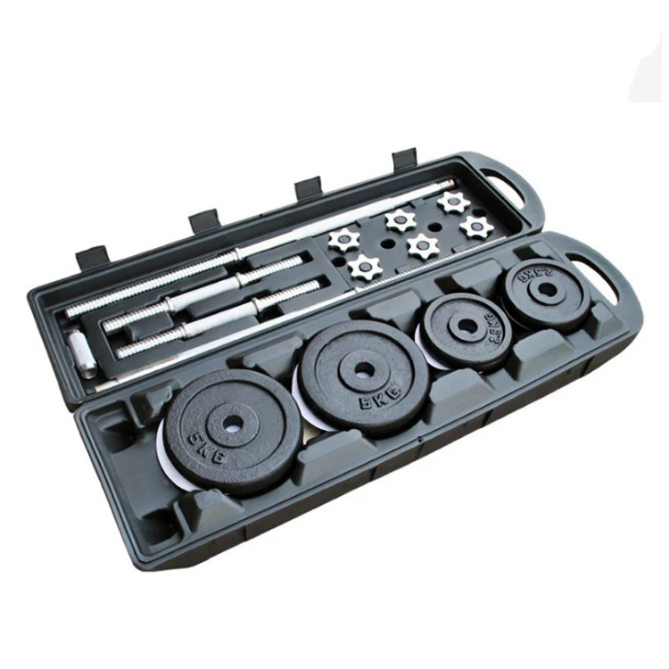 Unisex 10kg 15kg 20kg 30kg 50kg Adjustable Iron Dumbbell and Barbell Lifting Set for Fitness