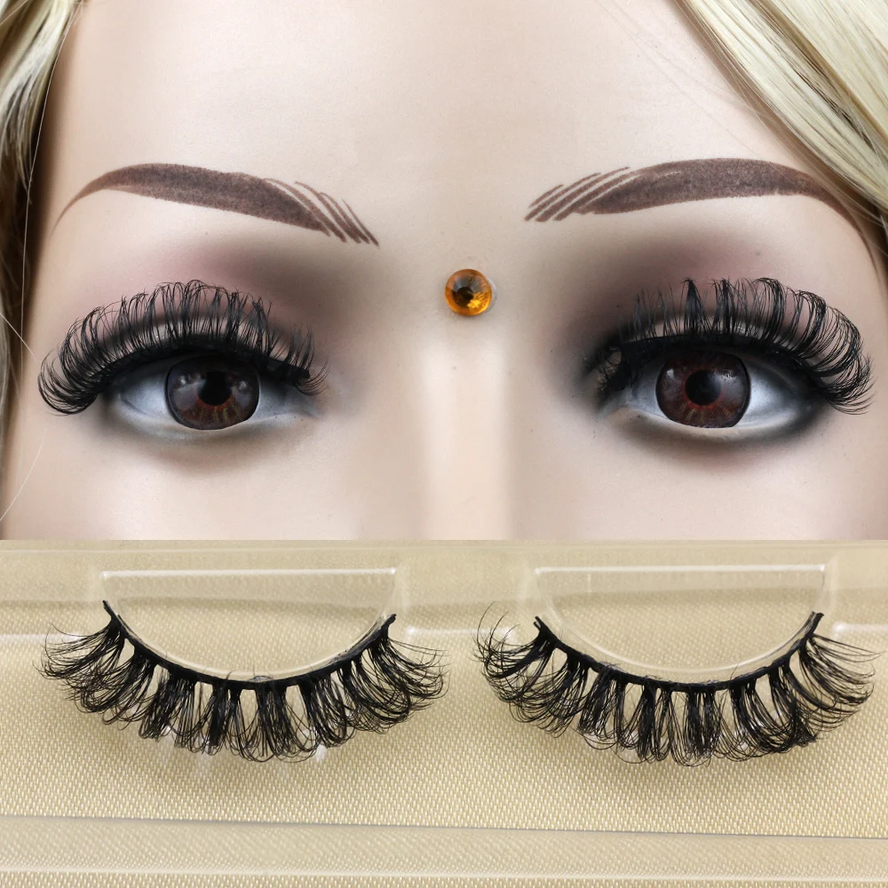

QL5D110 wholesale false eyelash 3d faux mink 10mm d curl strip eyelash russian strip lashes, Natural black