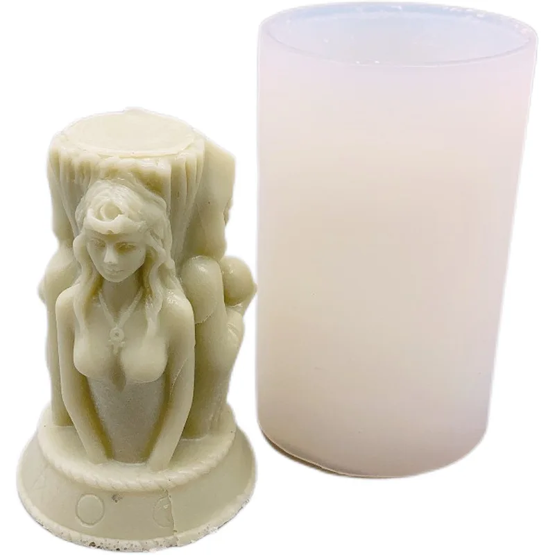 

LOVE'N LV448C Amazon recommends three goddess aromatherapy candle mould DIY columnar human body candle silicone mold, White transparent