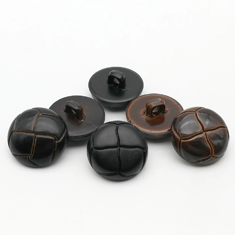 

Football shape plastic painting fake brown sewing loop faux imitation leather shank button