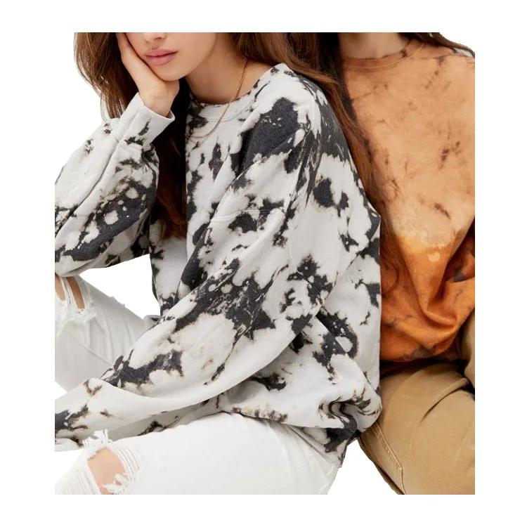 Latest Women Hot Sell Jersey Fleece Tie Dye Crew Neck Oversized Sweatshirt Without Hood - Buy 