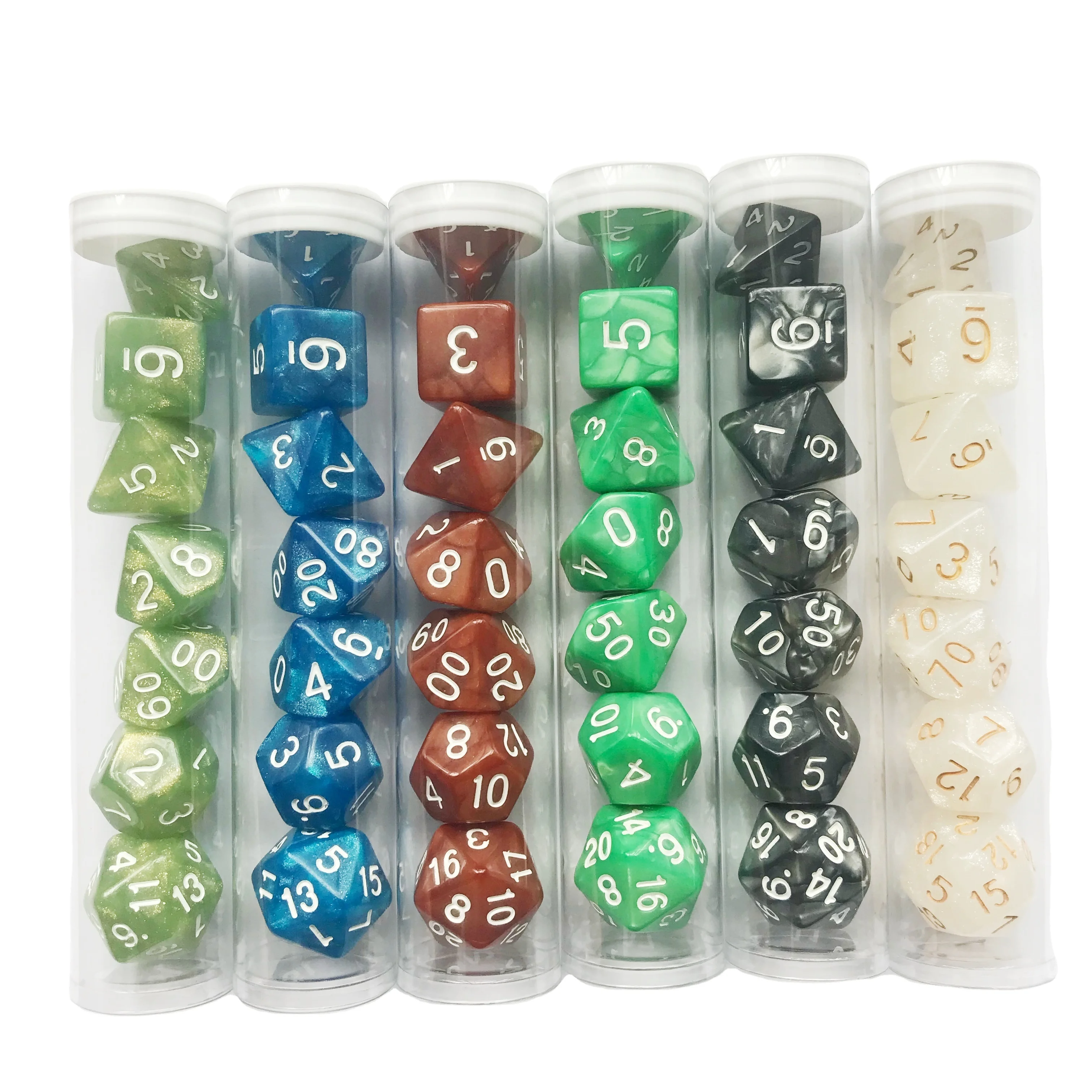 

7 pcs/set Desk Polyhedral Custom Dice 4/6/8/10/12/20 Pear DND Acrylic dice set in Tube Packaging or dice bag Multi Side Gaming, Color