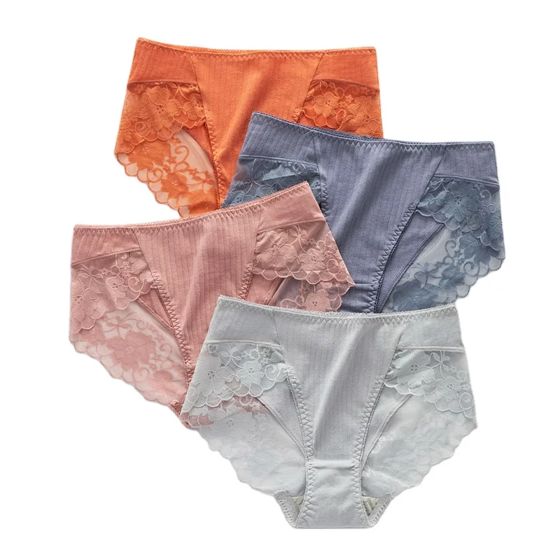 

Plus Size Women's Cotton Panties Sustainable Lace Panty Soft Mid Waist Hipster Brief High Quality Breathable Panties For Women