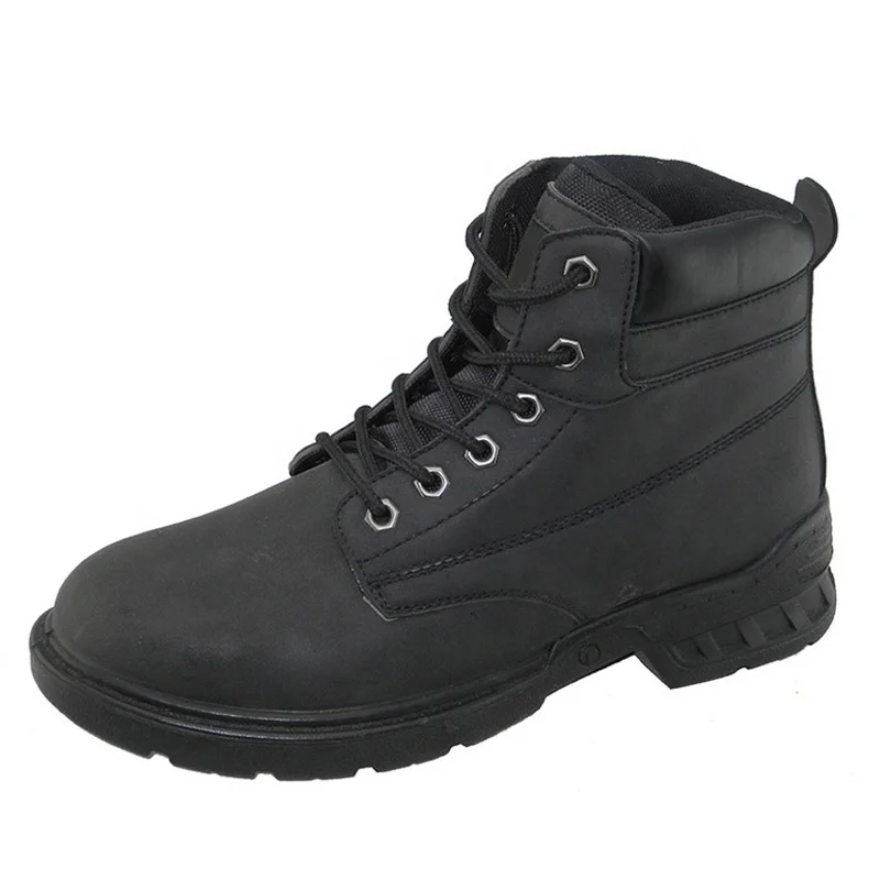 Black Pu Nubuck Leather Oil Slip Resistant Pu Sole Steel Toe Cap