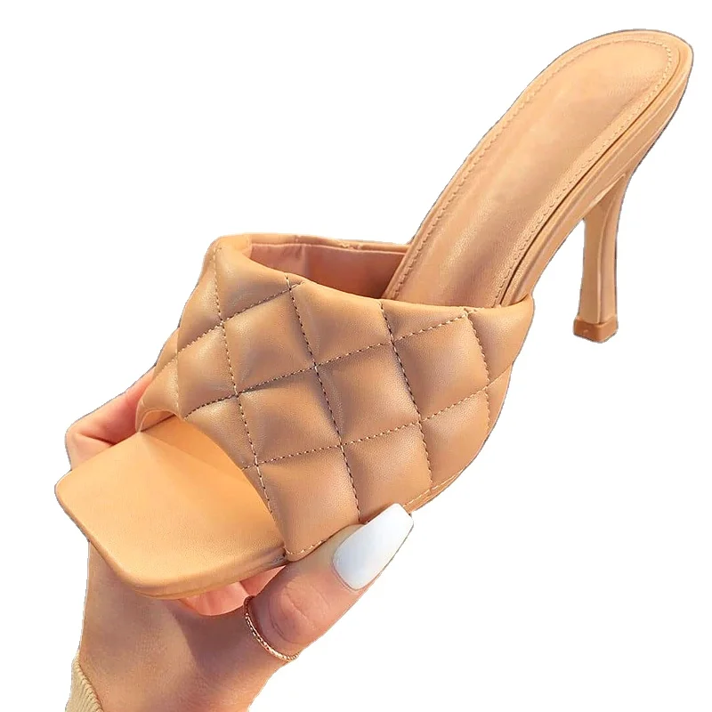 

ISEEYOUFIRST Shoes Woman New Designer Branded Quality Summer Heels Square Open Toe Slipper Sandals Wine Glass High Heels Shoes