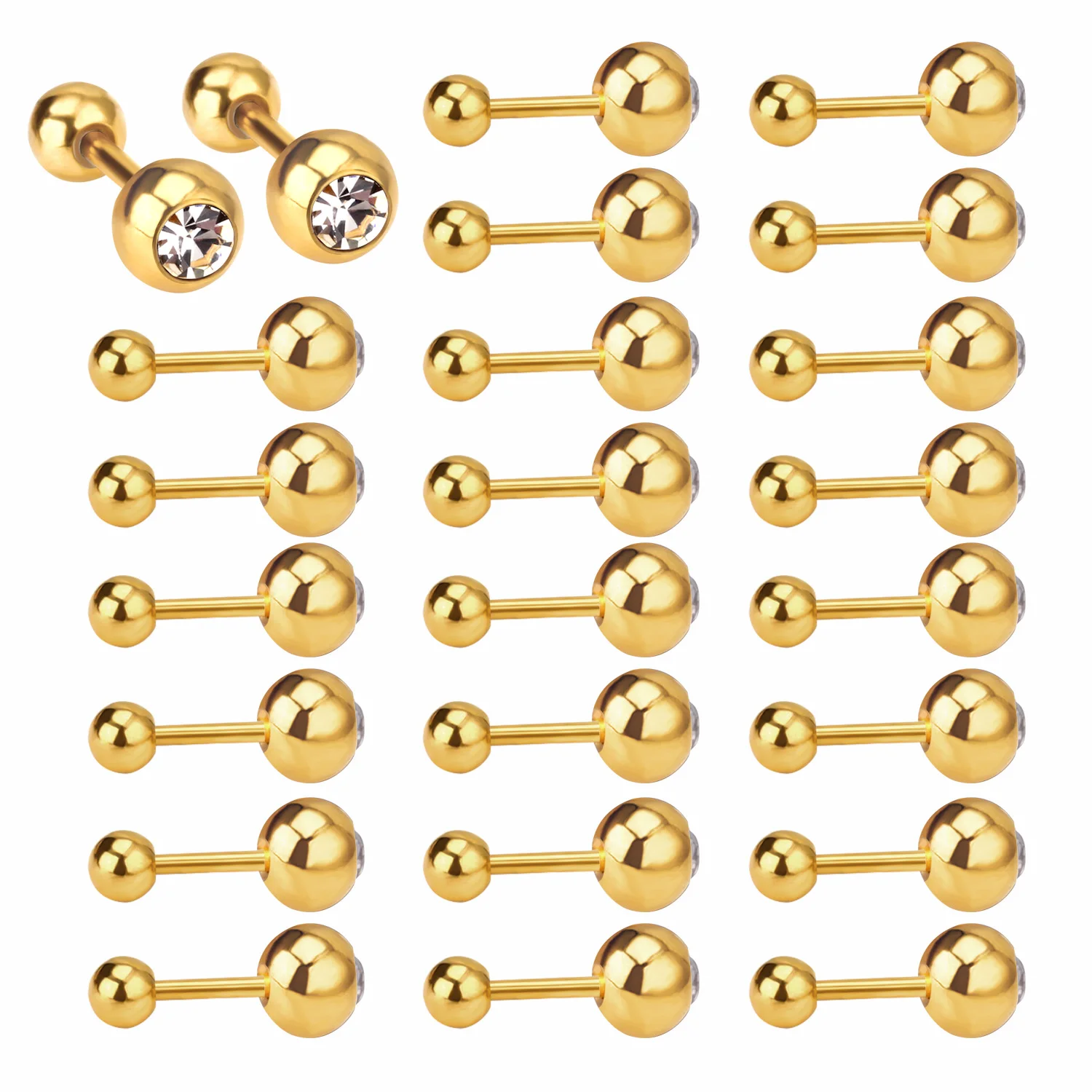 

Mix Color Stainless Steel Stud Earring Jewelry Silver/Gold Plated 12 Pairs Diamond Baby Screw Stud Earrings