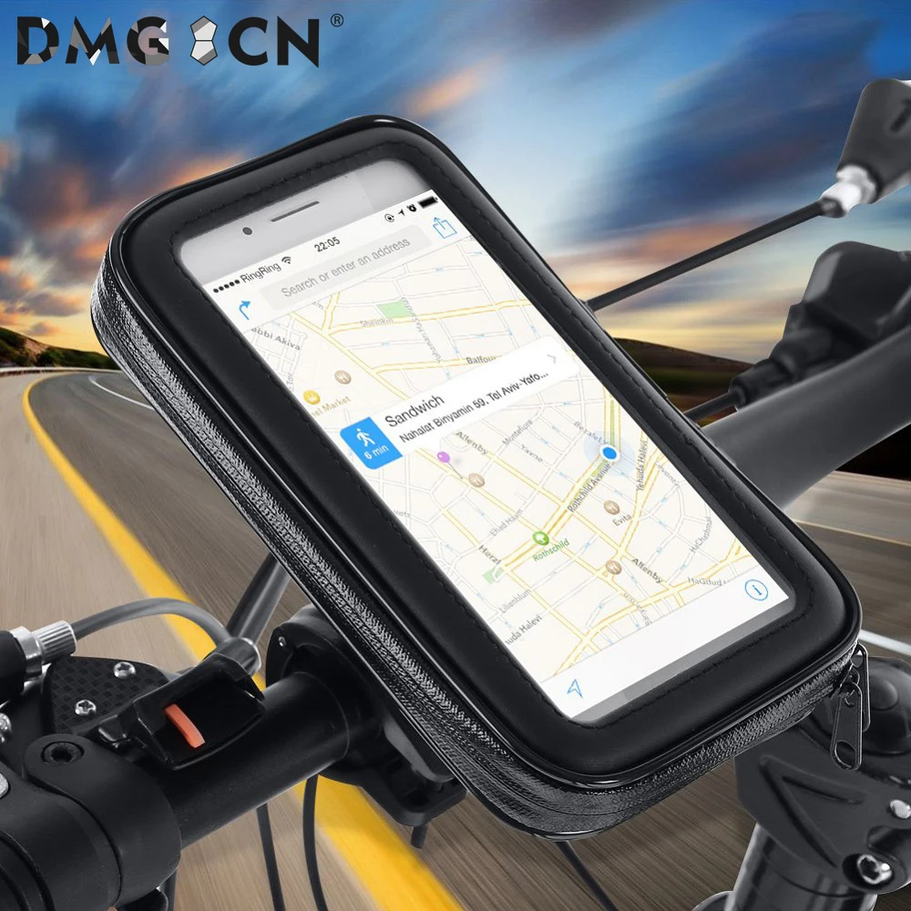 

Waterproof Bicycle Cell Phone Holder Motorcycle Handlebar Bag Case for iPhone Bike Phone Mount, Black