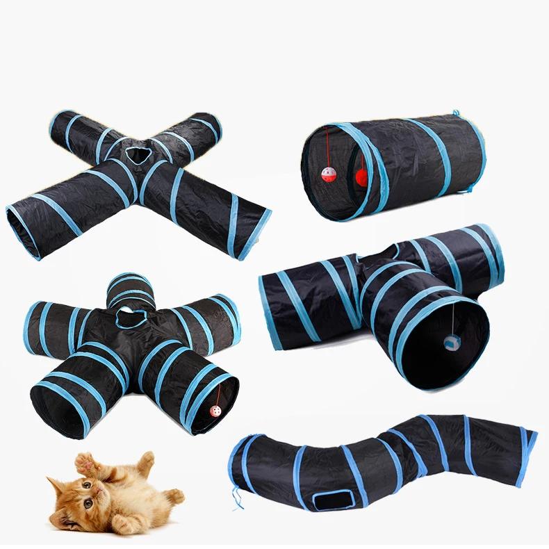 

Indoor 2/3/4/5-way Collapsible Cat Tunnel Tube Pet Cat Toys Kitty Tunnel Toy with Peek Hole for Cat Puppy Kitty Kitten Rabbit, Black