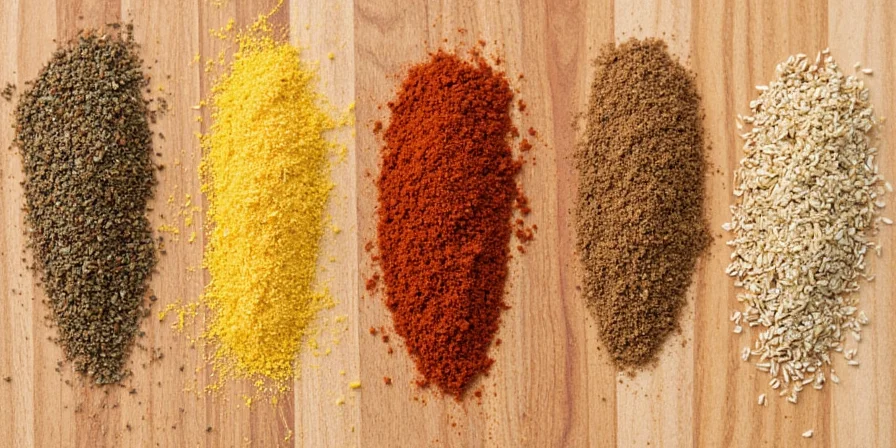 Spice rack with various herbs and spices
