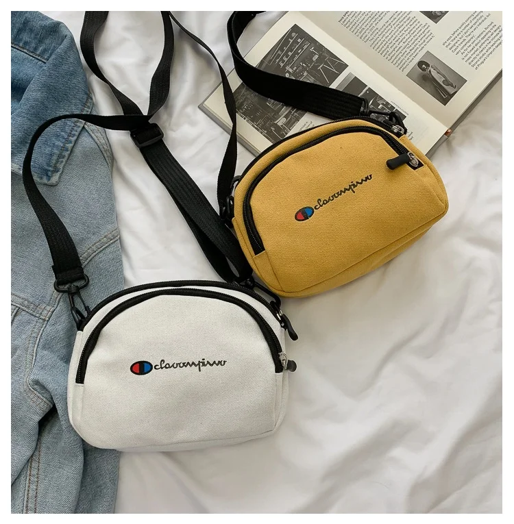 

2022 New Ins Small Canvas Bag Female Tide Student Mobile Phone Bag College Style One-shoulder Messenger Bag