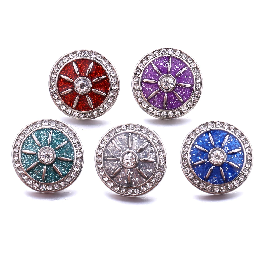 

18MM Snap Button Jewelry Enamel Sun Snap Buttons Fit Leather Snap Bracelet Bangle Charms Women Men Jewelry