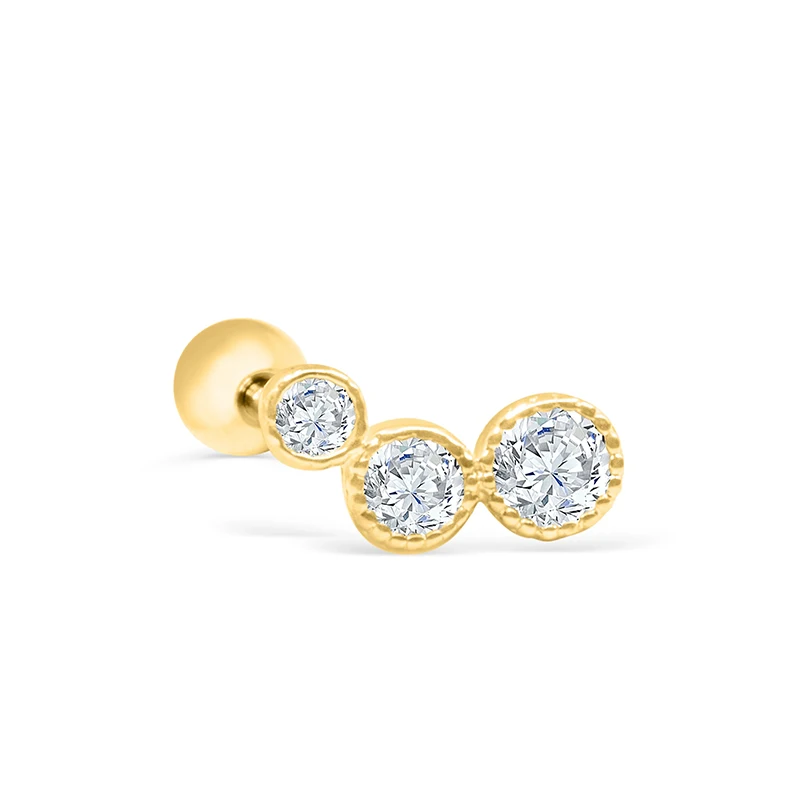 ROXI Fashion s925 Sterling Silver Diamond Zircon Piercing Stud Earrings 18K Gold