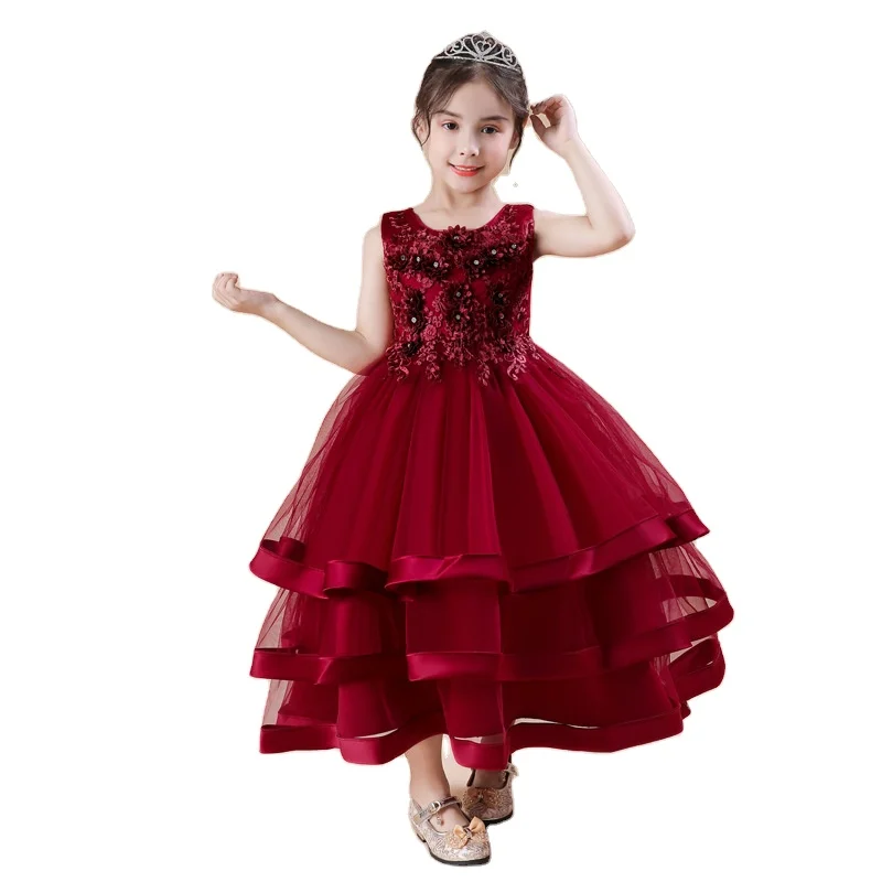 

Floral Girls Dress Sweet Princess Kids Party Dress 4 Years Long Cozy Kids Cake Dress