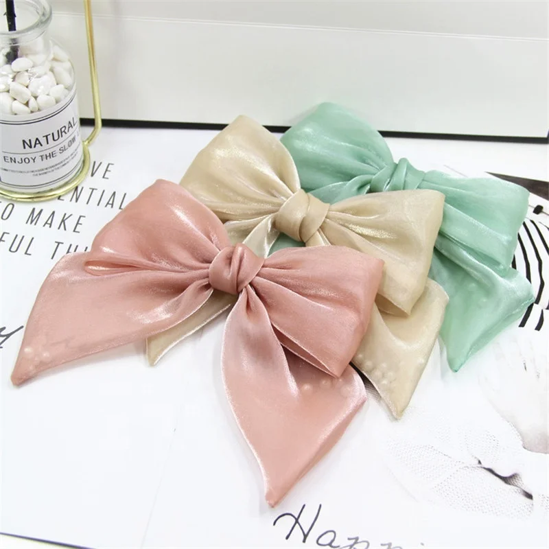 

Summer Chiffon Pinch Bow Hair Accessories Pearl Big Butterfly Pin Hair Clips For Women