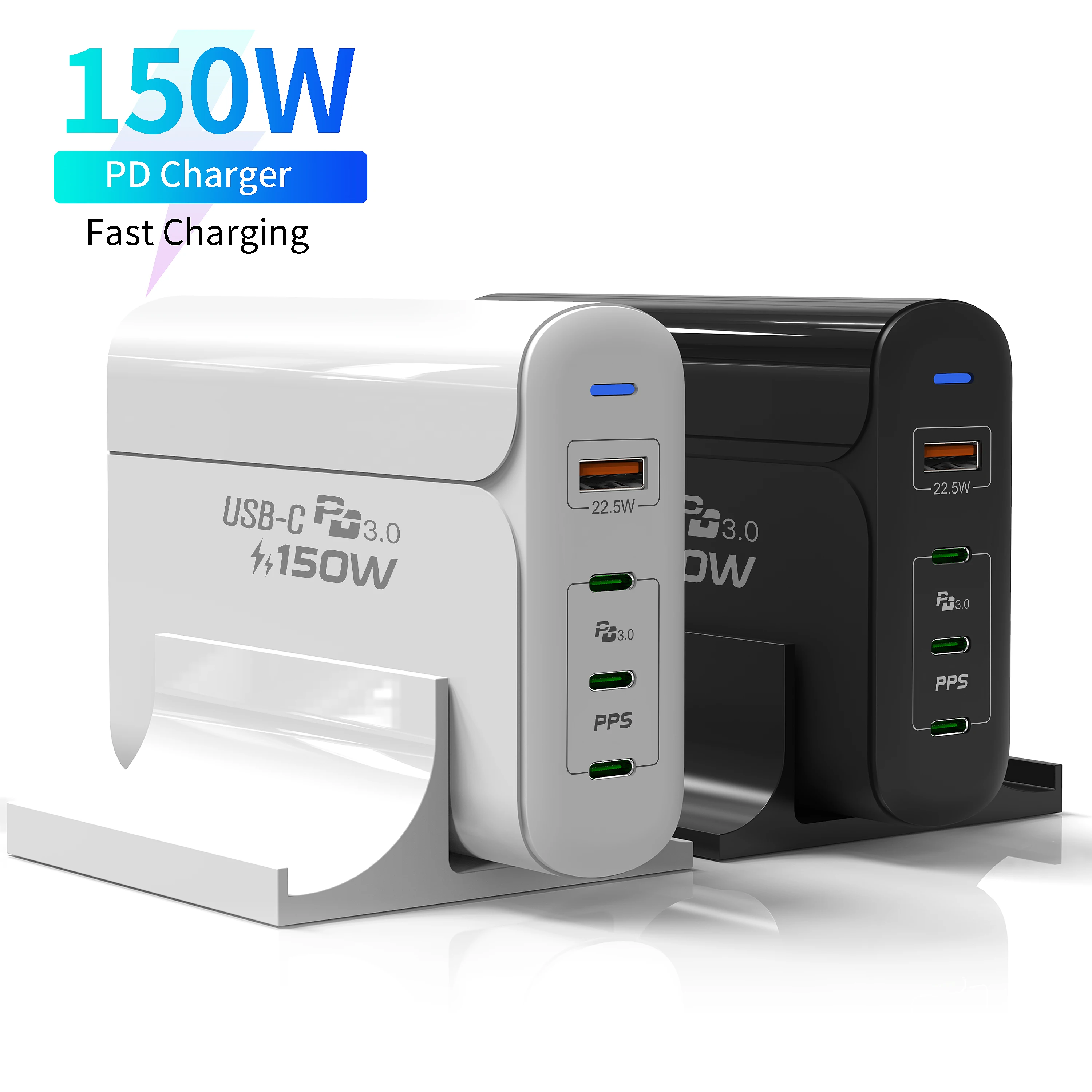 

HUNDA 2020 Best Selling New Technology 150W PD3.0 QC4 PPS Fast Charging USB Type C Computer Home Charger Adapter for Dell for Ap, Black white