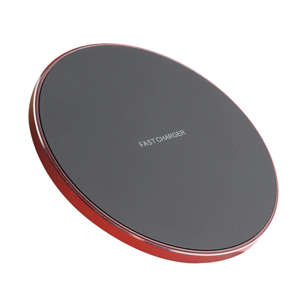 

CE FCC ROSH certified 9V 1.67A Fast wireless charging pad 10W Qi wireless charger for phone Quick round wireless charger, Red, silver, black, champagne