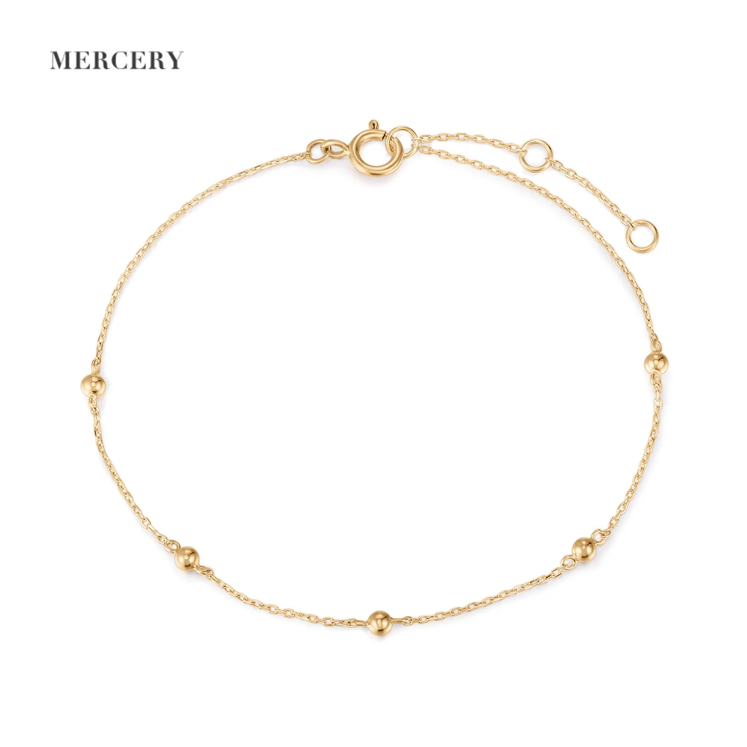 

Mercery Designer Fine Jewelry Bracelets Women Luxury 14k Solid Gold Round Ball Adjustable Beaded Bracelet Femme