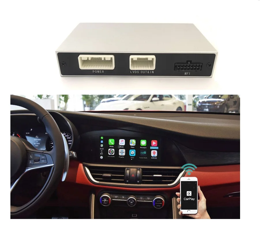 

Wireless CarPlay Wireless Android Auto Interface With Video Input For Alfa Romeo giulia stelvio 6.5'' 8'' Wireless carplay box