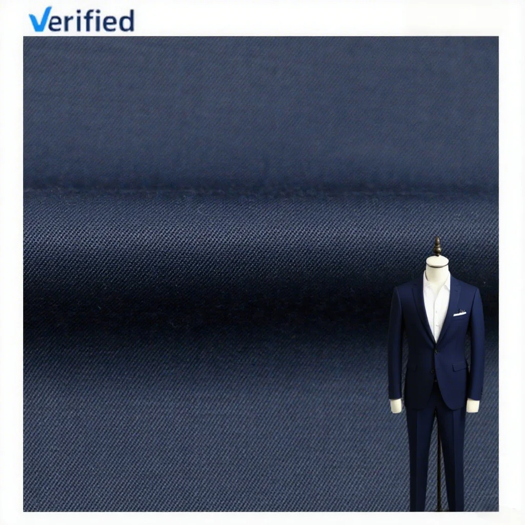 Classic Blend 50%W 50%P Worsted Merino Wool/Polyester Woven Twill Fabric for Men's Boys & Girls Suits & Jackets