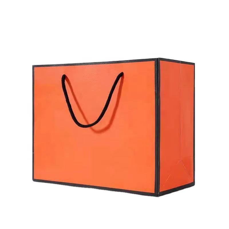 

High Standard Fashion Style  Daily Use Shoping Bags Large Paper Custom 44*15*33CM, Orange