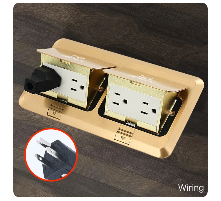 U.S.A standard brass power 16A double pop-up floor socket box