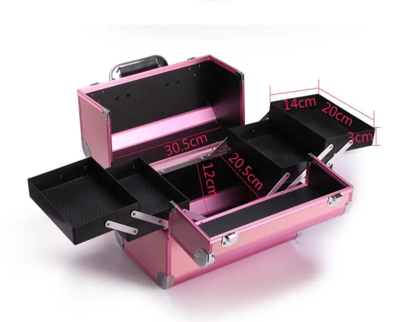 

Aluminum alloy cosmetic embroidery professional beauty box make up vanity case