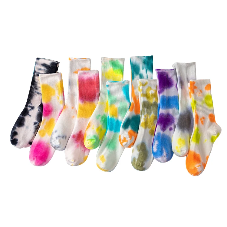 

Wholesale custom colorful tye dye casual cotton crew sock athletic fashion oem tie dye socks, As picture