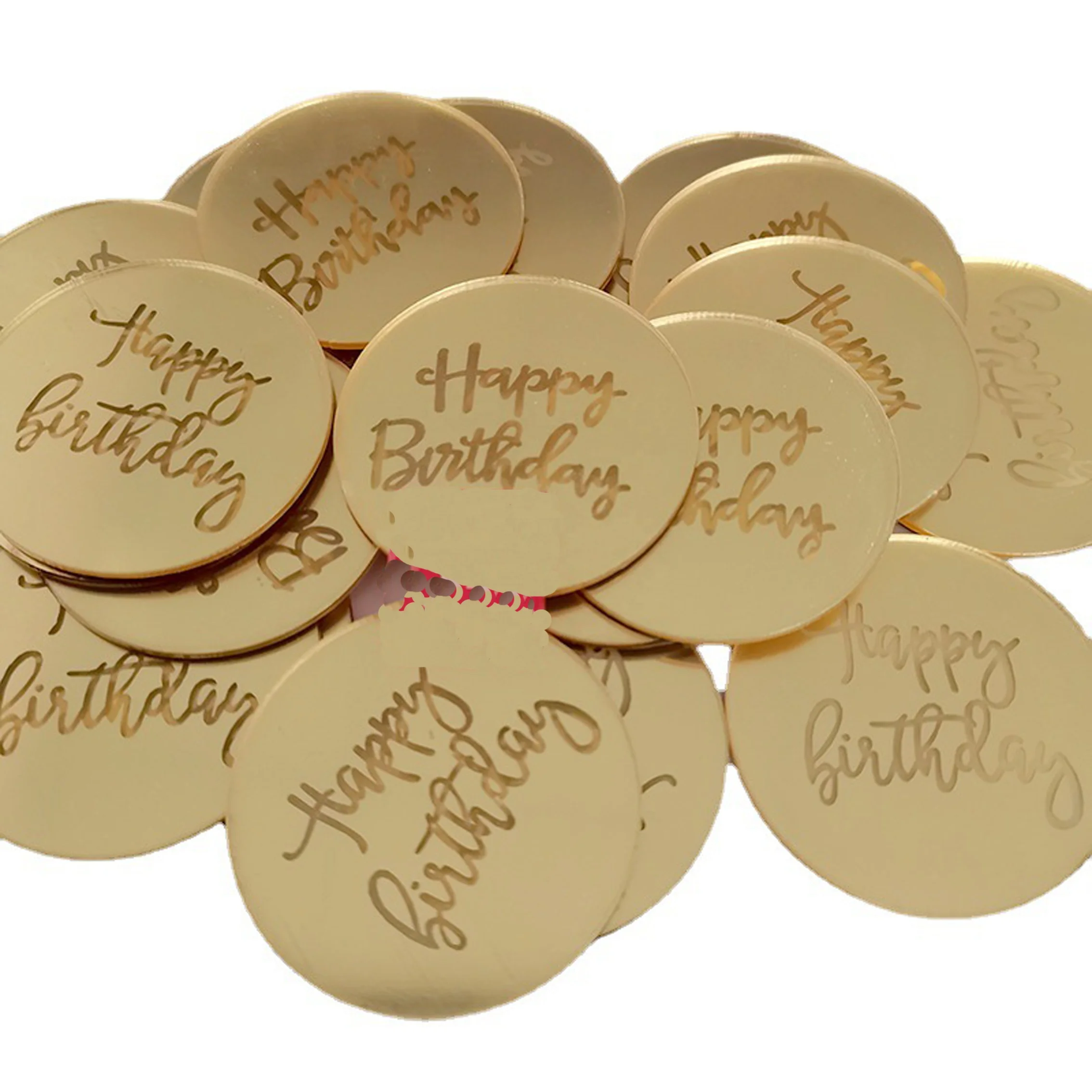 

Laser Engraved Mini Mirror Acrylic Cupcakes Flags Ckes Decorations, Gold,sliver,rose gold,rose sliver