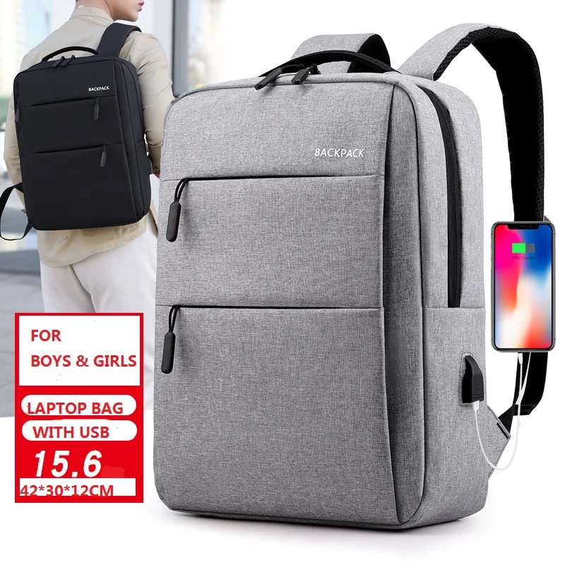 

Large Capacity multifunction nylon USB charger backpack Anti theft Smart Laptop Backpack bag with USB Charging port, Black,gray,blue,red,pink