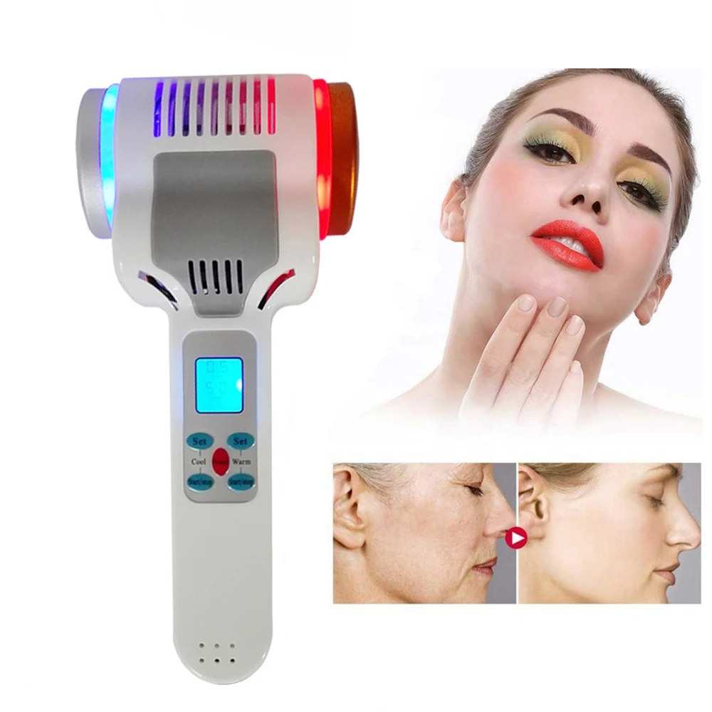 

EMS Hot and Cold Hammer Microcurrent Face Vibration Massager Facial Skin Rejuvenation Wrinkle Removal Firming Device, White