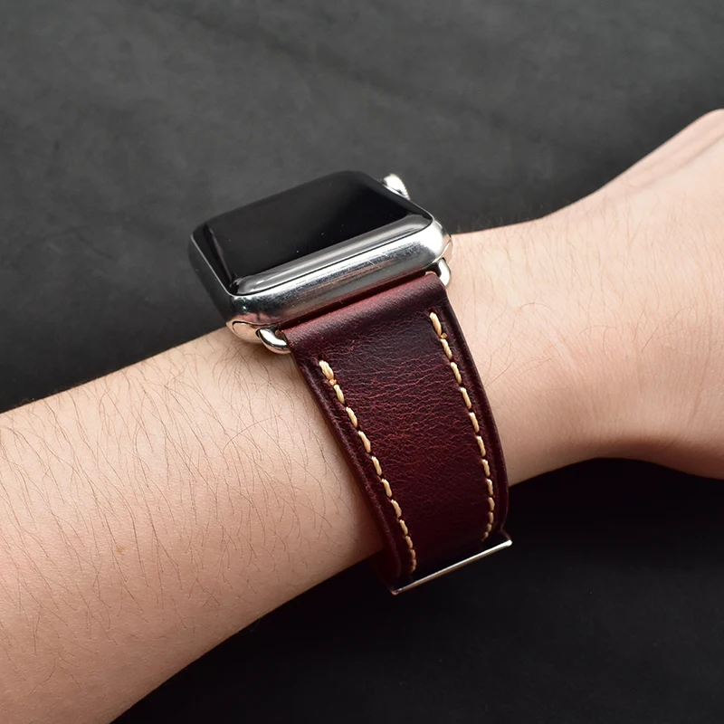 

2020 New Color For Apple Watch Band 42mm 38mm Leather Band Watch Smart, Black/red/blue/green/coffee/brown