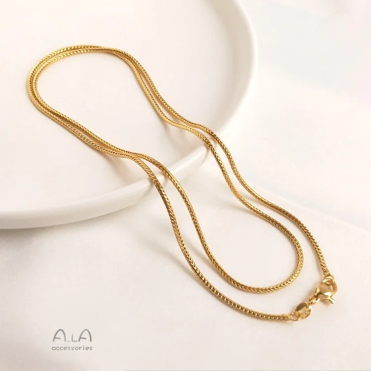 

Ladies Gold Plated Bead Chain Necklace Diy Hanging Pendant 60cm Long Chain Necklace For Women
