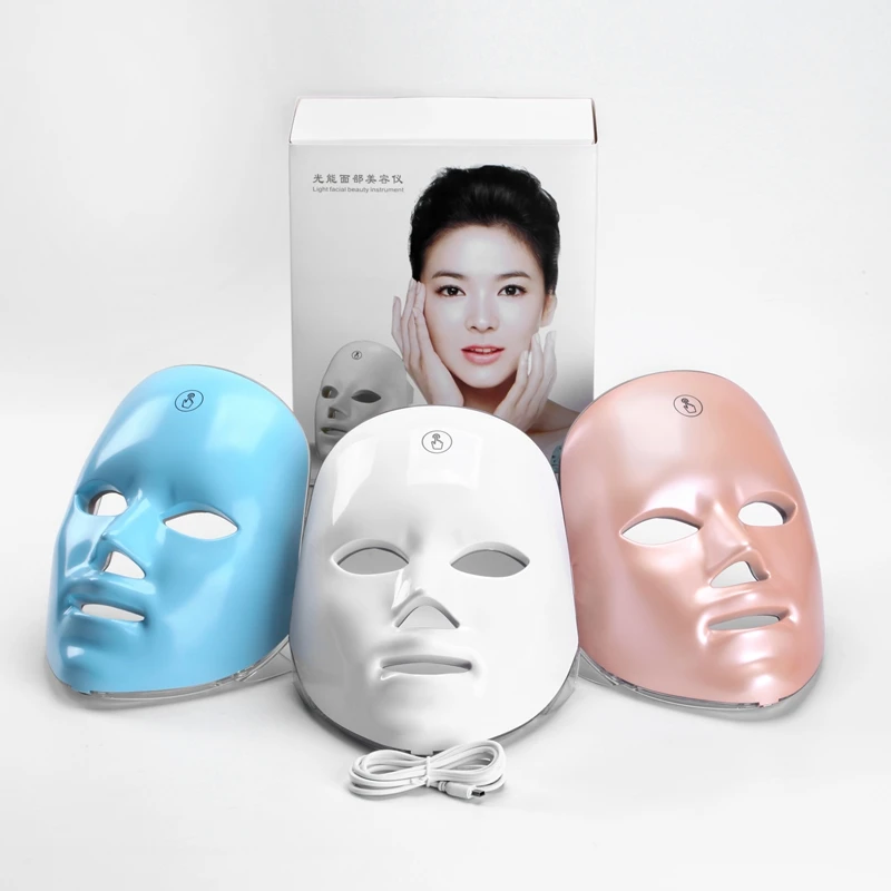 

2021 PDT Photon PDT Light Facial Skin Beauty Therapy 3 Colors Shield Facial Mask Facemask LED Face Mask, White abs meterail