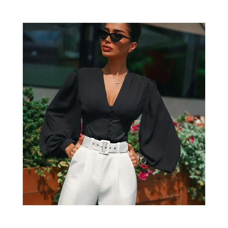 

Women Casual 2020 Tops Solid Long Sleeves Plus Size Ladies Popular Blouses, Picture color