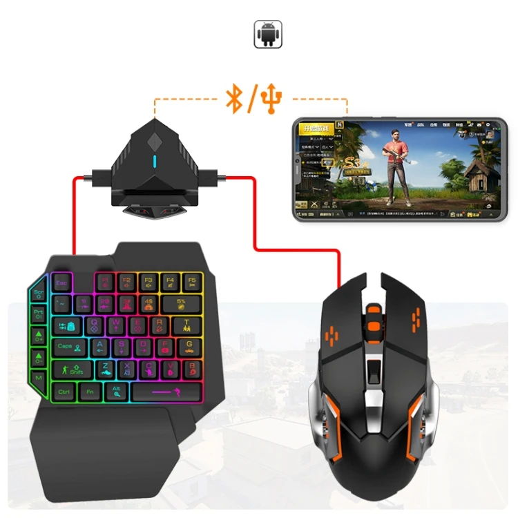 

[With Keyboard+Mouse Set] Gaming Adaptor Rezar 2 Mobile Game Converter Rezar 2 for PUBG Artifact Android Wired Headset Automatic