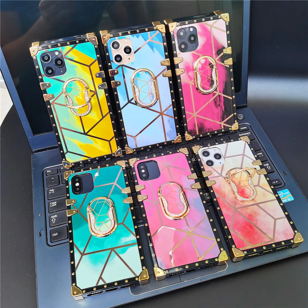 

Luxury Glitter Geometric Colorful Square Cover Case For Samsung S21 Ultra Note 20 10 S20 Plus S10 S9 S8 A71 A50 A70 A51 A52 A72