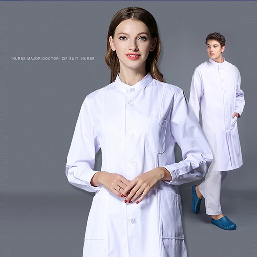 

2021 free embroidery logo Pet hospital pharmacy doctor nurse unisex fashion custom lab coat white gown