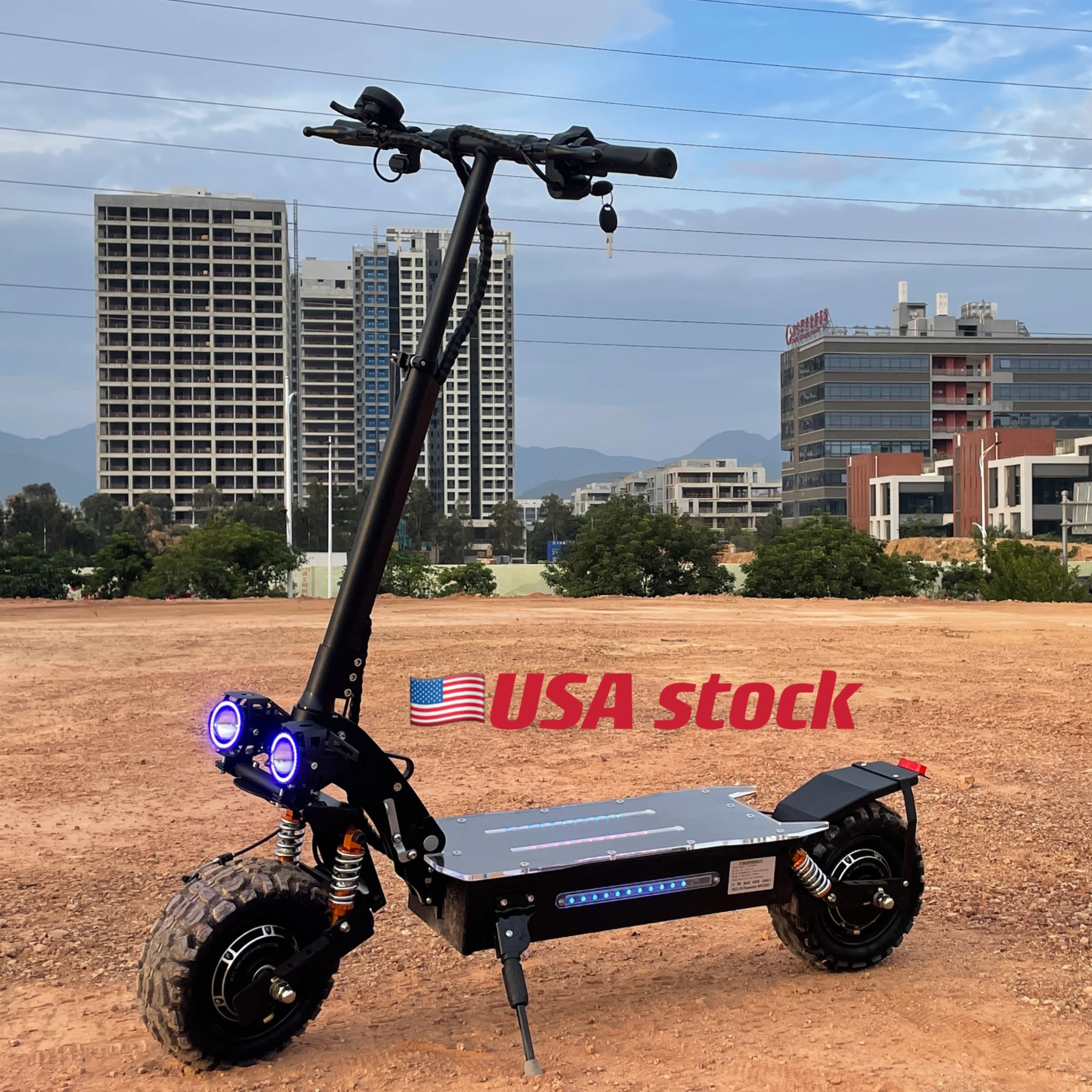

USA dual motor e scooter 60V 5600w fat 11 inch off road tires 6000w 80kmh long range 60-90km electric scooter 80 km speed