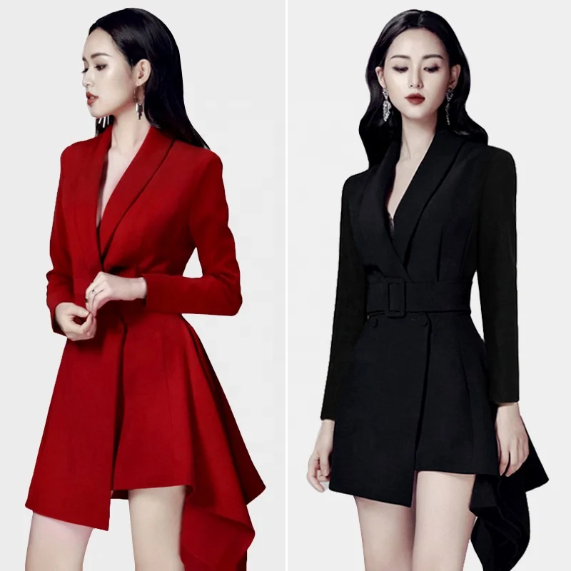 

Good Price New Design V-neck Sexy Office Lady Wear Blazer Pencil Dress, Customized color